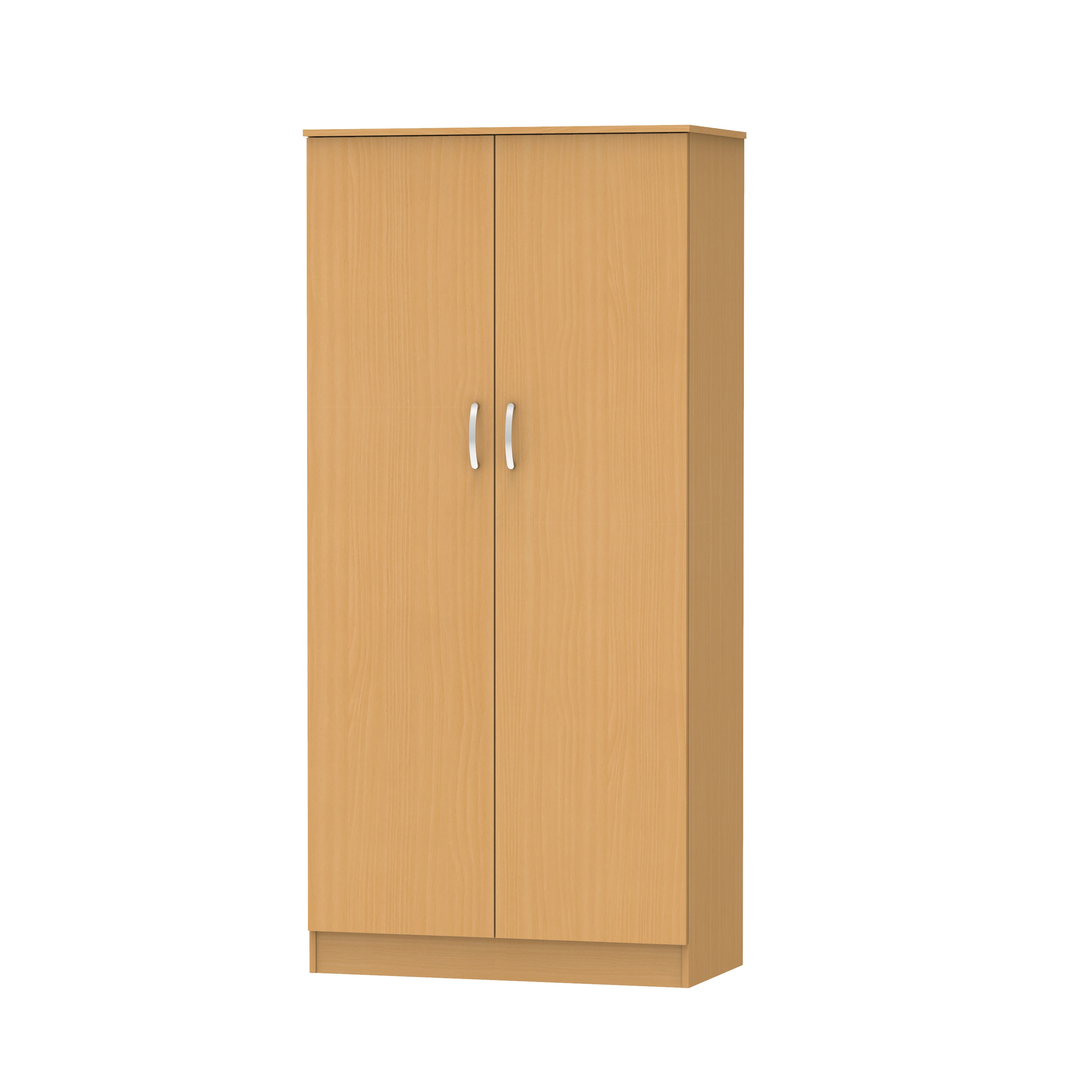 2 Shelves Wood Clothes 2 Door Wardrobe Bedroom Furniture Set Cabinet Customized OEM Made in Malaysia 1291