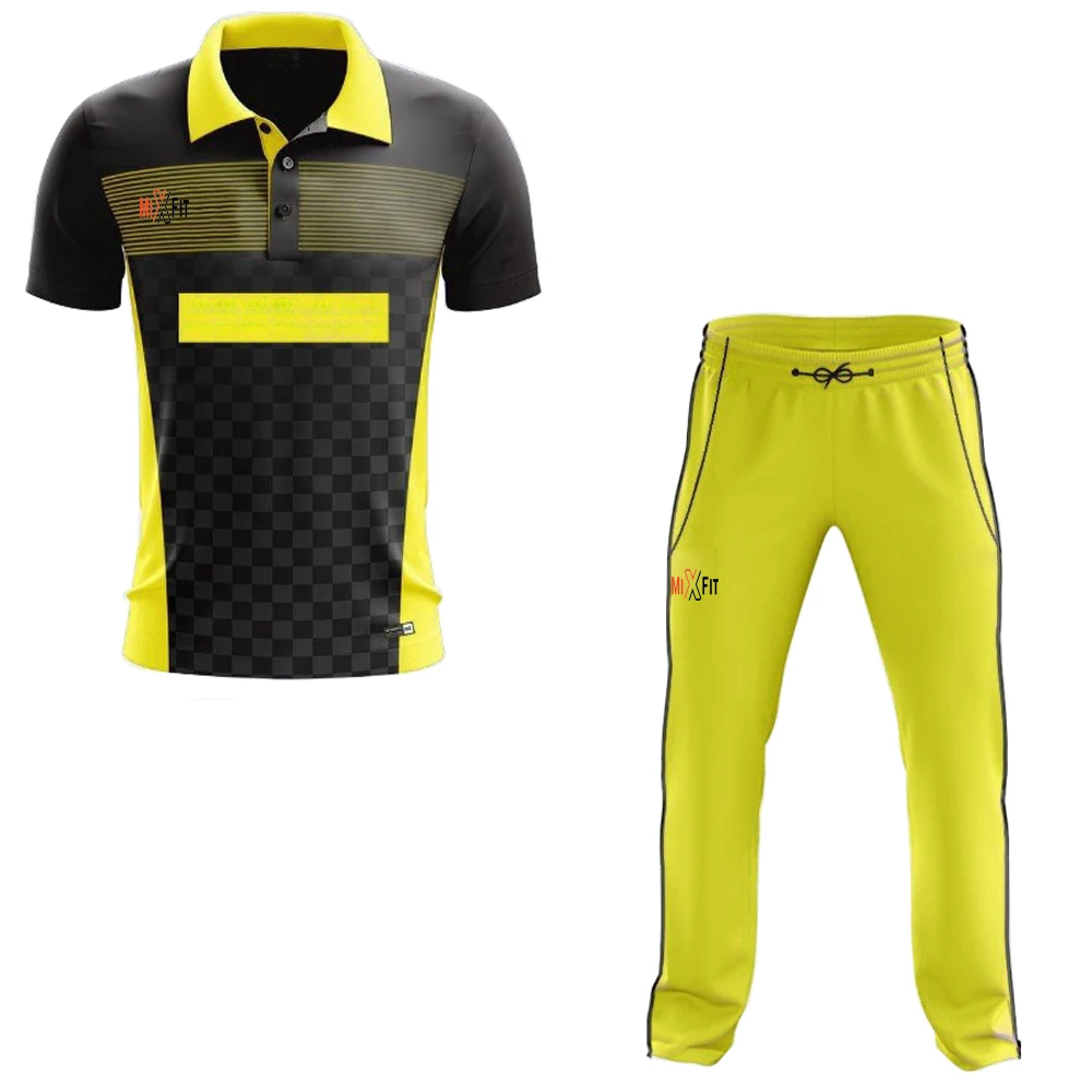 Зеленая желтая Джерси для крикета 100% полиэстер на заказ форма