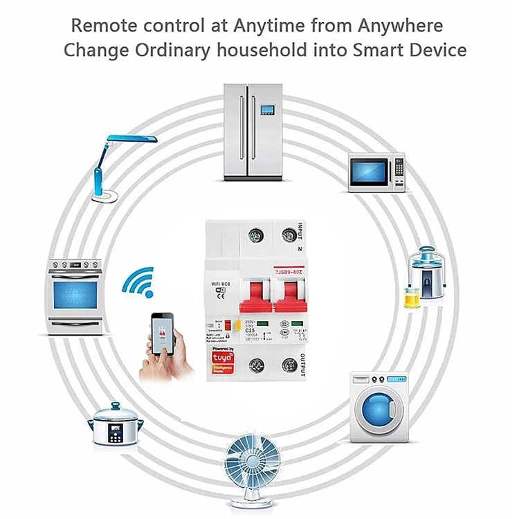 Tuya Smart Life 2P 80A WiFi Smart Circuit Breaker Overload Short-circuit Protection Works