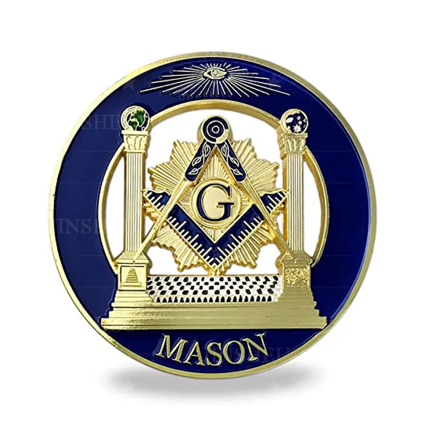 Высококачественные мягкие эмалированные масонские автомобильные эмблемы оптом