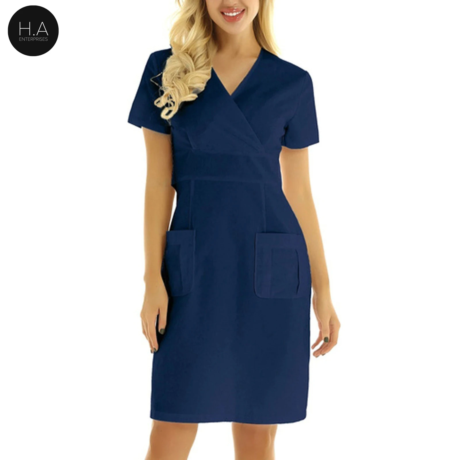 Платье для медсестры летняя униформа женское черное платье спа однотонная одежда здоровья клуба работы медсестер