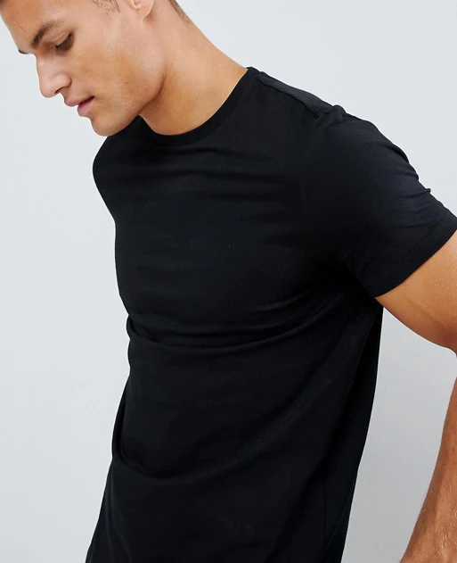 Wholesale Short Sleeve Crew Neck Good Quality 95%Cotton 5%Spandex Slim Fit Black Blank T Shirt MenHot sale products