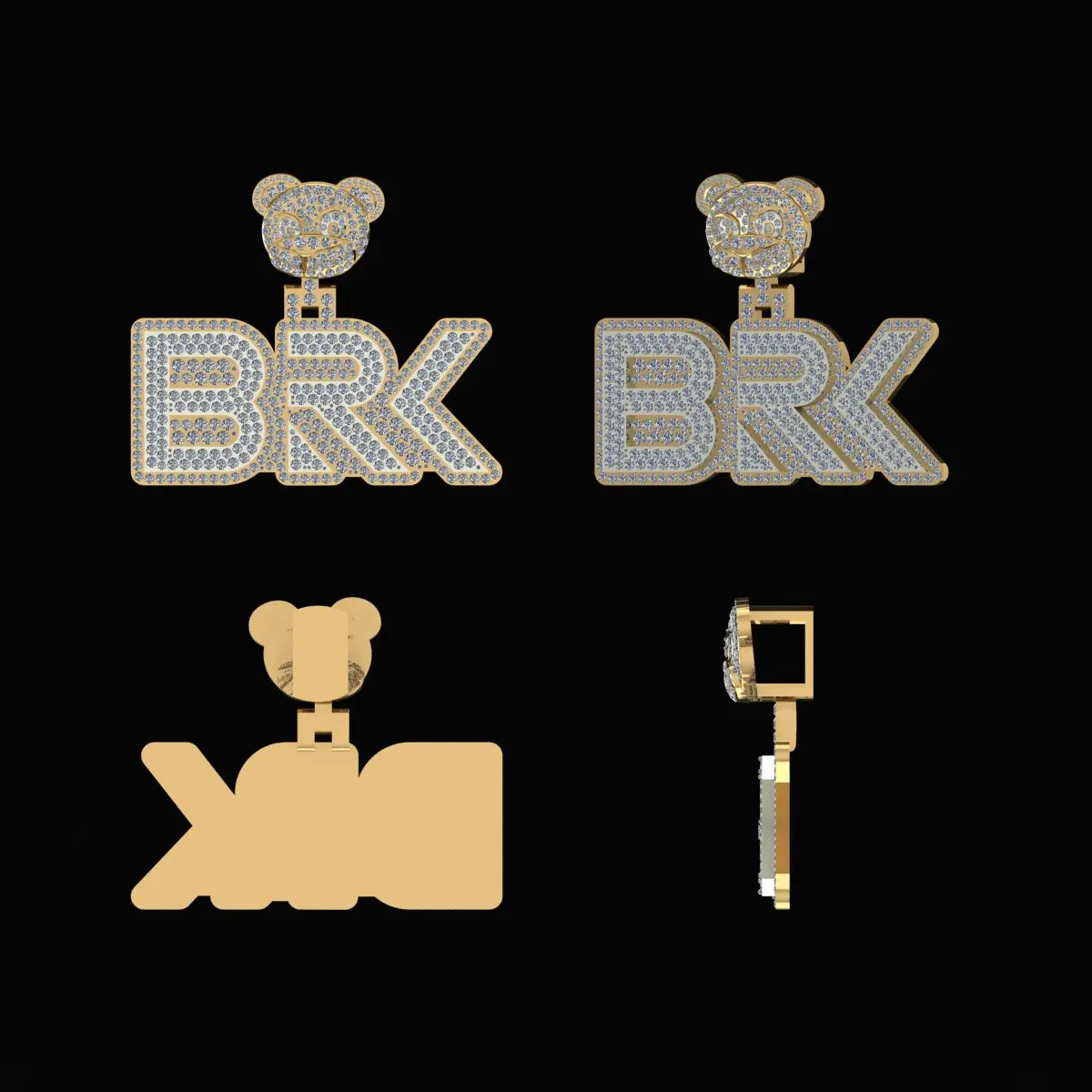 Custom Logo Charm Pendant with 6.63 Carat VS Diamonds 10K Yellow/White Gold 31 Grams Weight-for Engagement