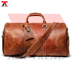 Genuine Leather Travel Bag Custom Leather Traveling Duffel Luggage Bags Made Real Full Grain Leather
