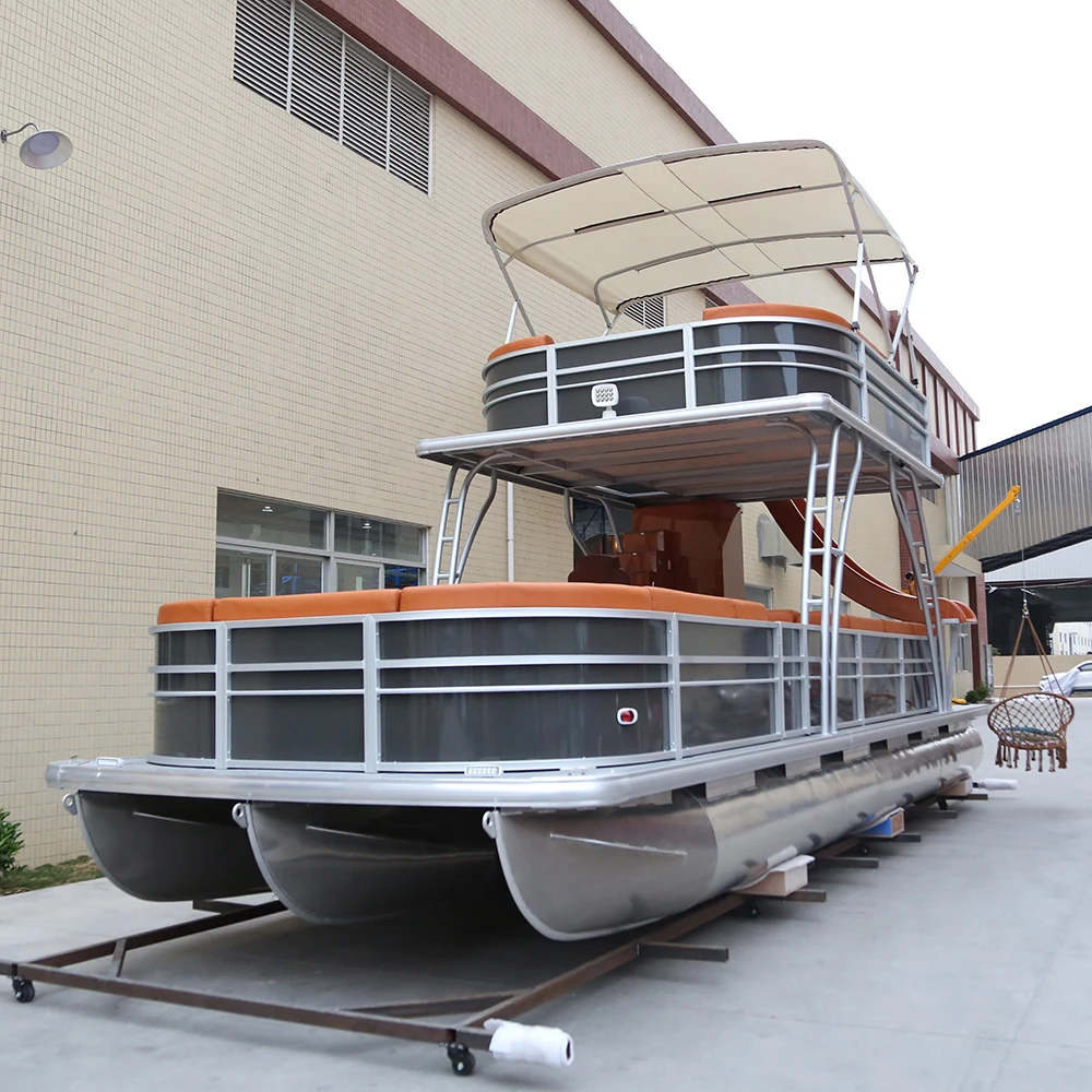 28ft 300HP Tritoon Pontoon Boat With Bathroom For Sale
