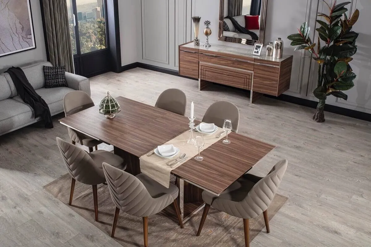 New Modern Foshan Style Dining Room Furniture Set Table Chairs Console Cabinet dinner table (iDER Dolce Dining Room)