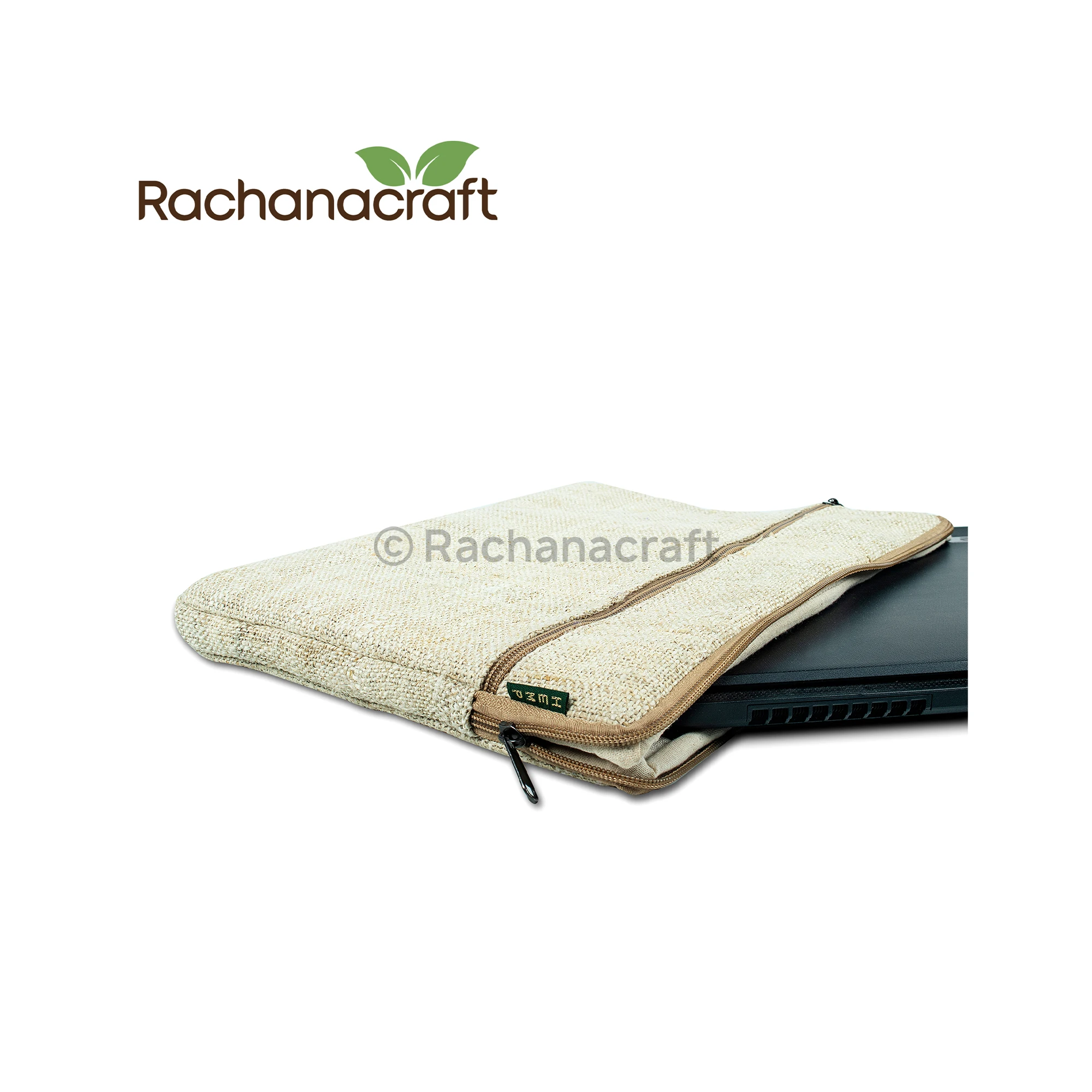 100% Pure Handmade Hemp Black and White Vegan 15 inch Laptop Case Bag for Daily Use Made in Nepal Factory Wholesale Supplies