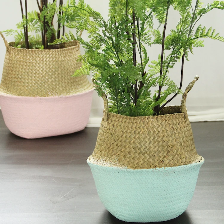 Cute pink solid color handmade collapsible laundry basket with handles foldable laundry basket