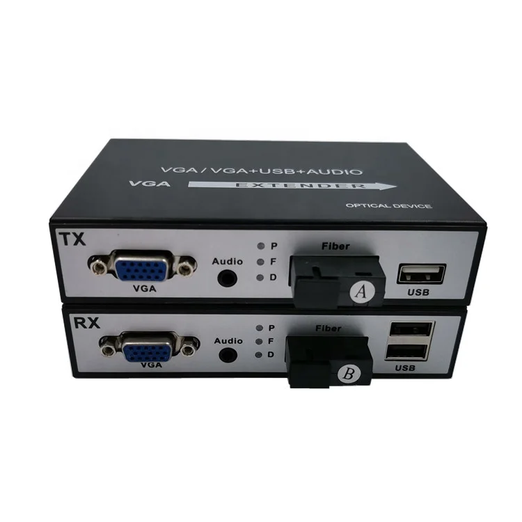 HD 20KM vga fiber optic extender media converter Optical terminal 1080P SC FC fiber to vga with USB KVM