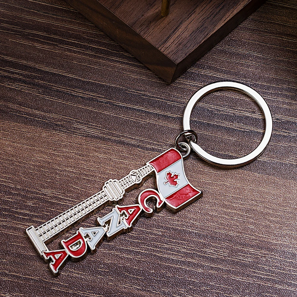ZInc alloy enamel custom metal canada souvenir flag keychain