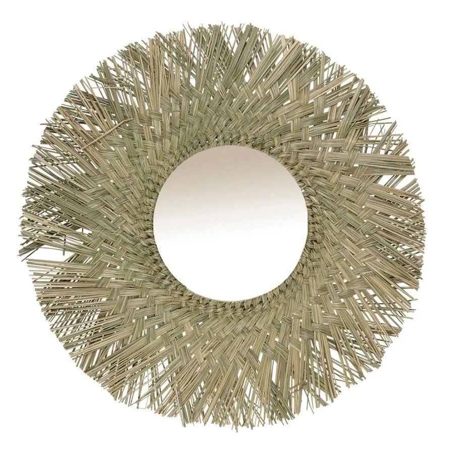 Best deal wholesale modern seagrass round framed mirror decorative seagrass mirrors from bali
