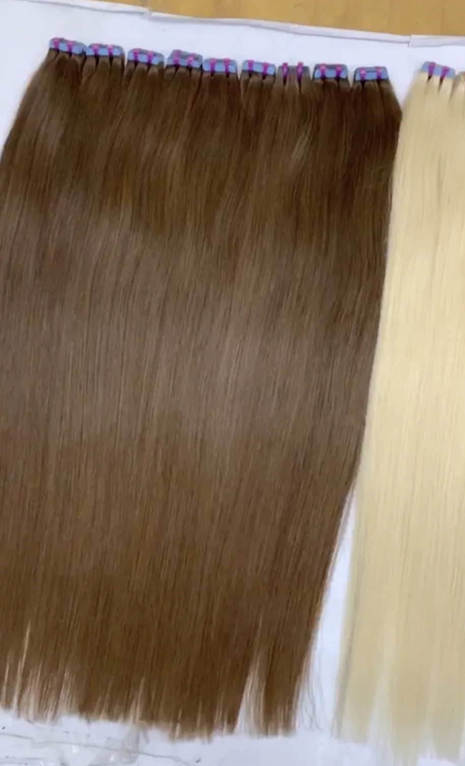 Wholesale Invisible Double Drawn Remy Tape In Human European Hair Extension genius weft Available at Affordable Price