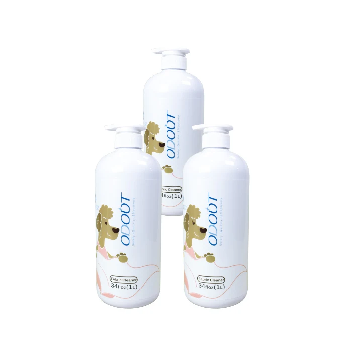 Odor eliminating fabric cleaner for dog cat removes odor dander grease and dirt stains