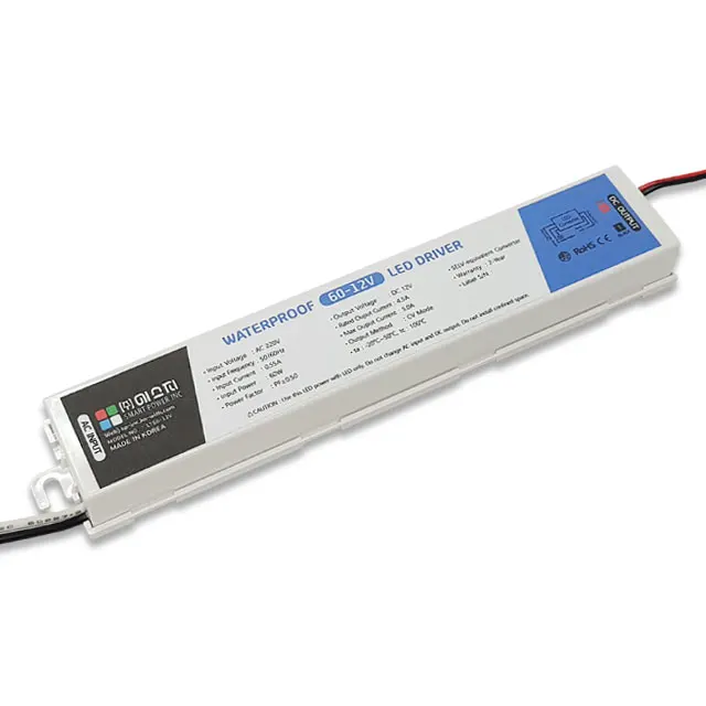 
 Ультратонкий источник питания 60 Вт Светодиодный драйвер AC 220 В DC 12 В водонепроницаемый IP67 для светодиодных модулей, Сделано в Корее  