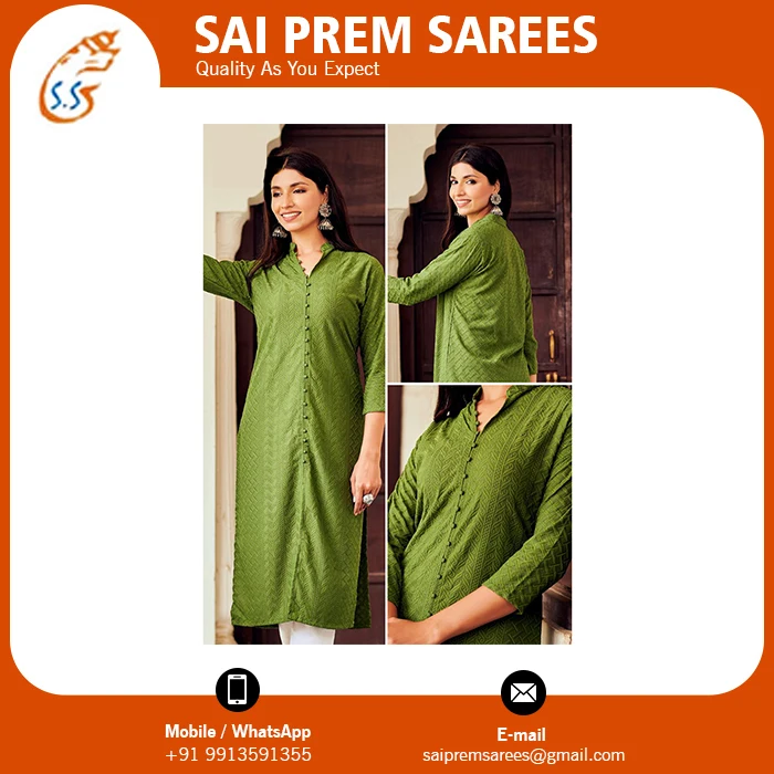 High Quality Heavy Reyon Kurti For Festival Wear Available At Best Wholesale Price