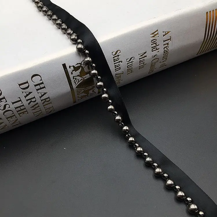 6mm Pearl Beaded Lace Edge Trim,beads laces trims Ribbon,Bridal Dress Tassels braid pearls DIY accessory appliques,KZ203265