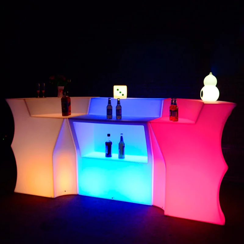 Hot sale popular led furniture plastic illuminated glow luminous lighting portable bar counter