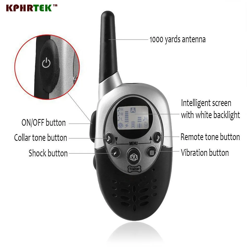 1000 meters bark stopper pet LCD training guide waterproof shell rechargeable remote dog training collar electric shock