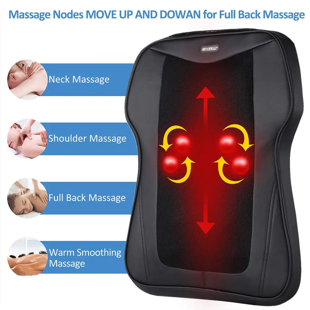 Back Massager Pain Relief Electric Shiatsu Full Neck And Back Massager Chair Cushion Home Portable Back Massager with Heat