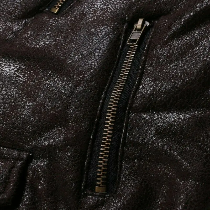  Зимняя мужская куртка из искусственной кожи Байкерская кашемировая подкладка приталенный крой уличный повседневный дизайн