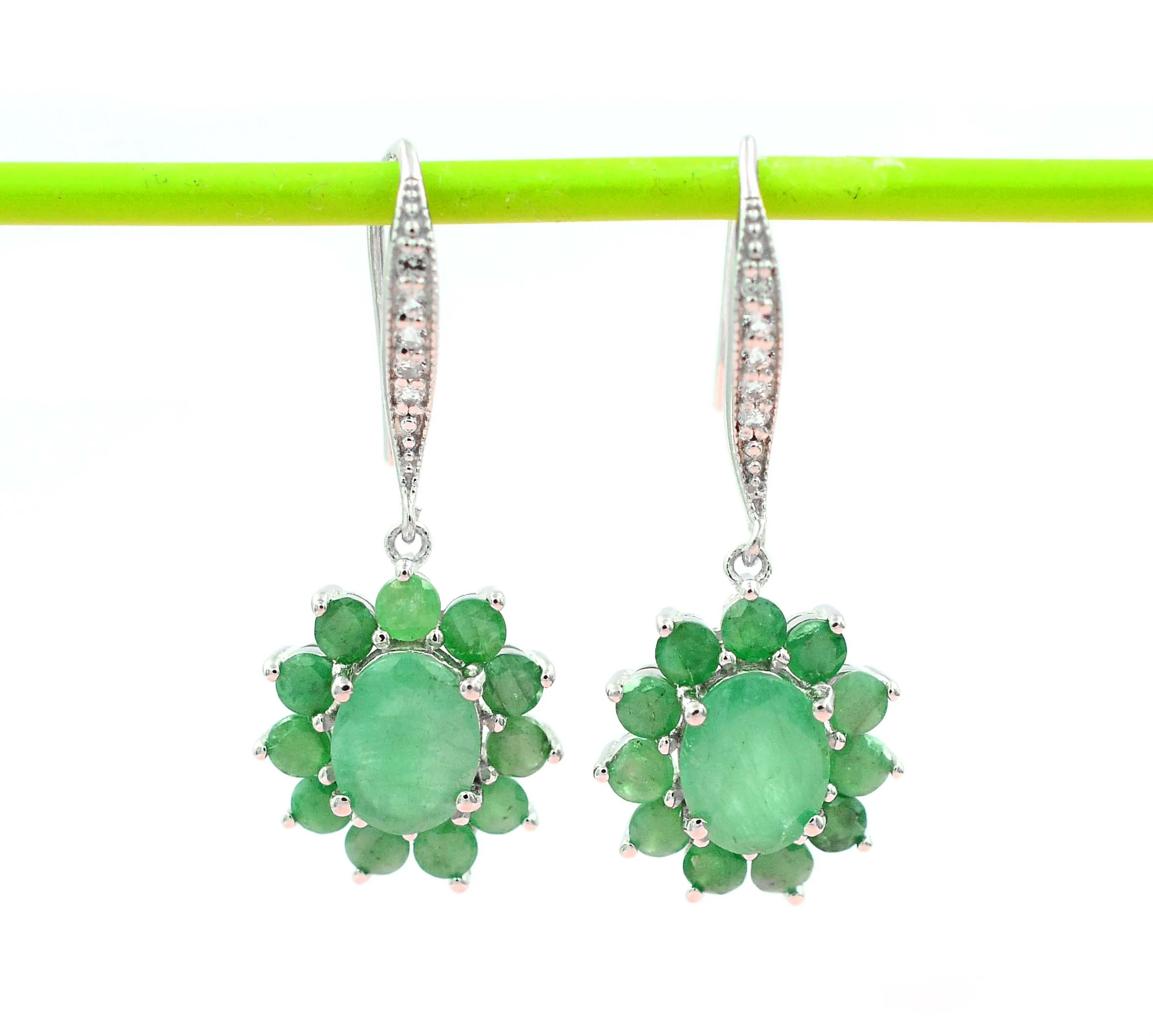 Натуральный изумруд 9x7 мм овальным вырезом Зеленый цвет драгоценный камень 925 чистого серебра из фионита КАПЛЕВИДНАЯ Подвеска для женщин дизайнерские серьги индийскими производитель