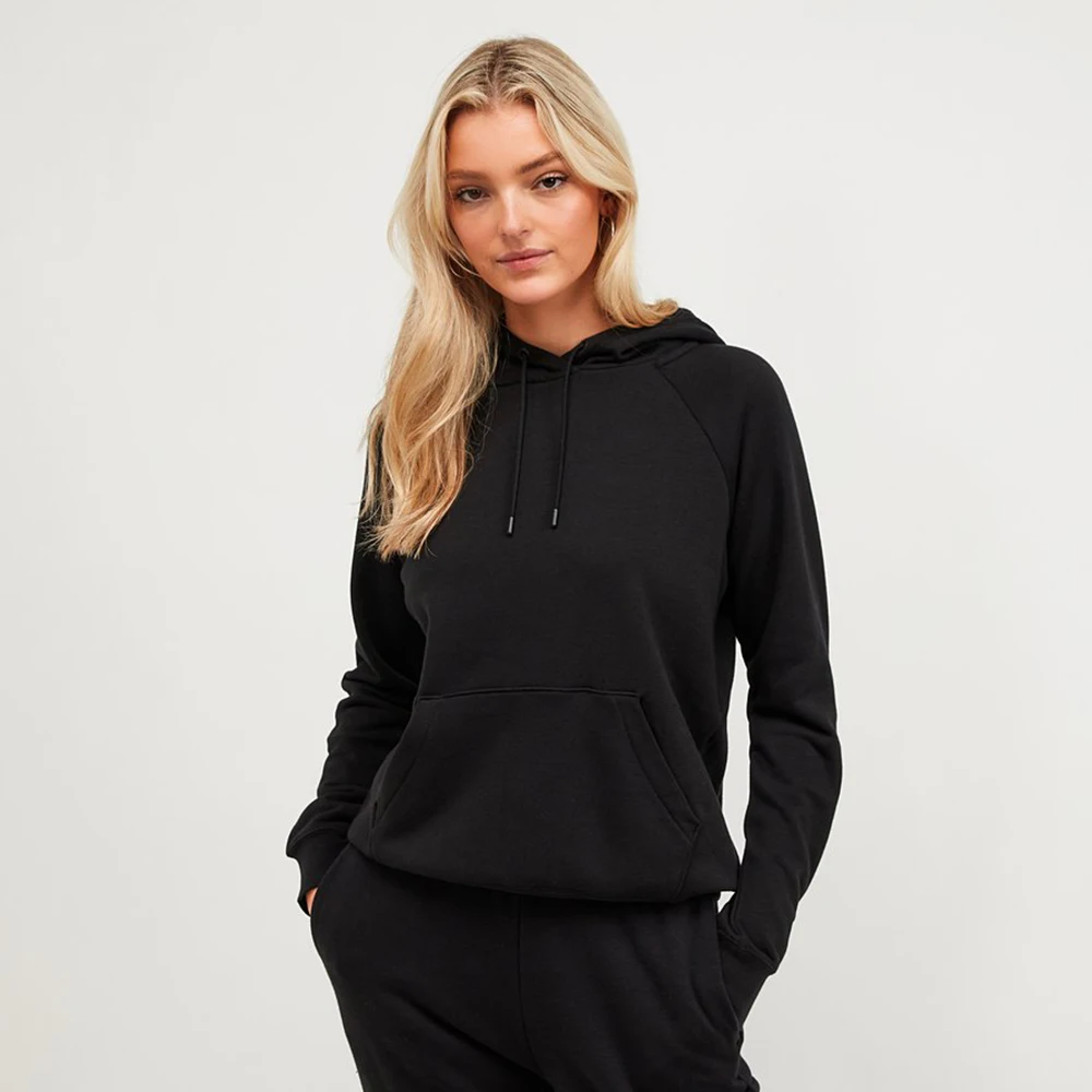 Women sportswear high quality athletic custom raglan sleeve hoodie plain solid color custom logo running training hoodies