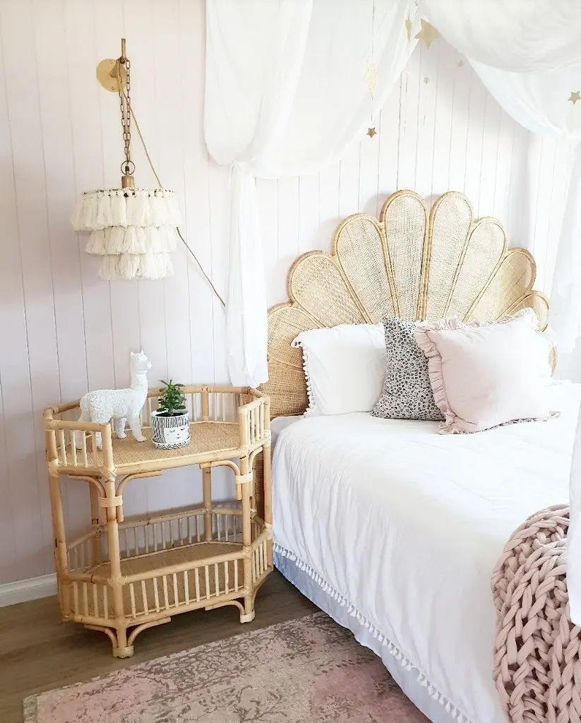 Винтажный Плетеный изголовье из ротанга