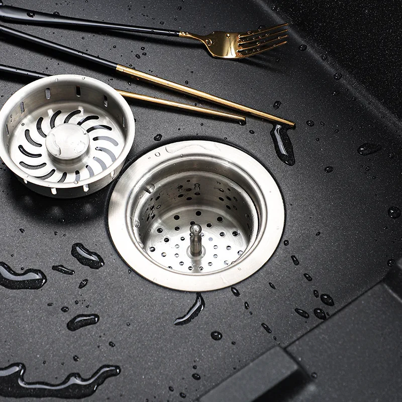 luxury Ladder step fregaderos de cocina quartz stone black single kitchen sink