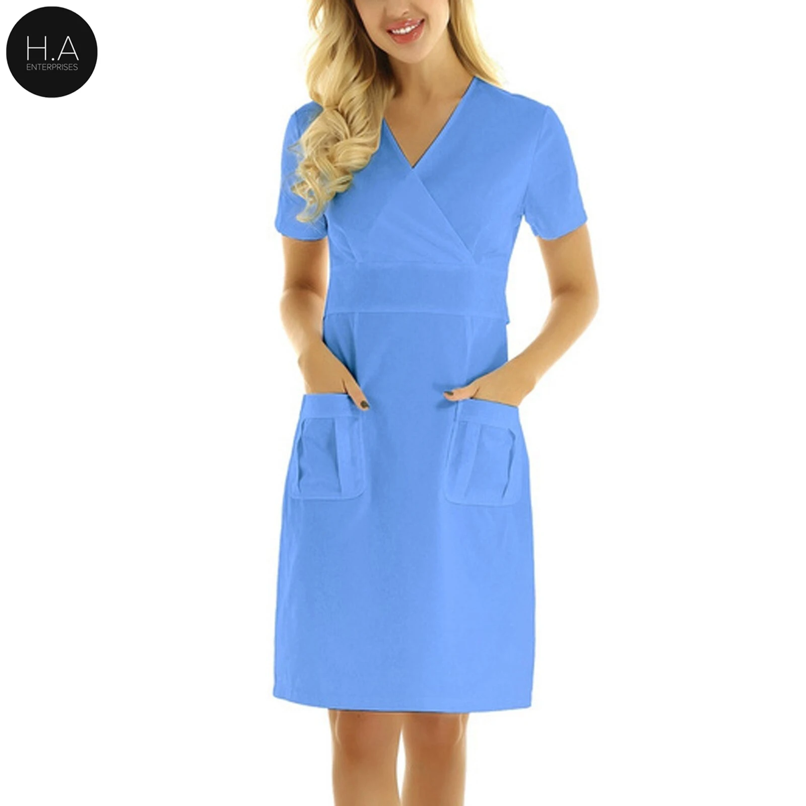 Платье для медсестры летняя униформа женское черное платье спа однотонная одежда здоровья клуба работы медсестер