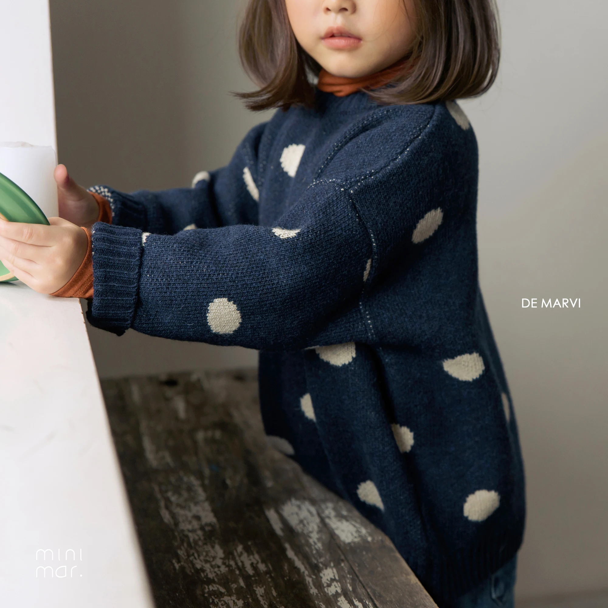 DE MARVI Kids Toddler Dots Design Pullover Sweater Winter Autumn Clothing Fashion OEM Wholesale MADE IN KOREA