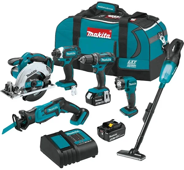 
Makitas 18-Volt LXT Lithium-Ion 8-Piece Kit Drill Impact Drvr Circ Saw Recip Saw Sander Impact Wrench/Blower Light3. 0Ah 