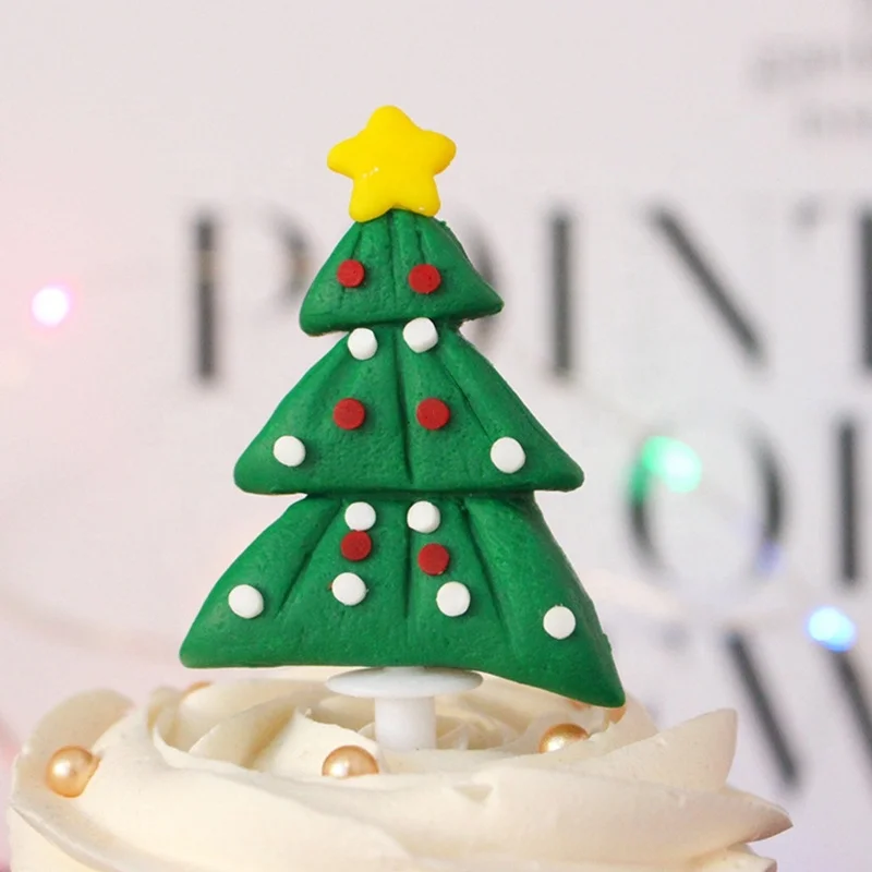 Santa Decor Tools Supplies Toys Action Figure Elk Snowman Tree Anime Polymer Clay Christmas Cake Topper