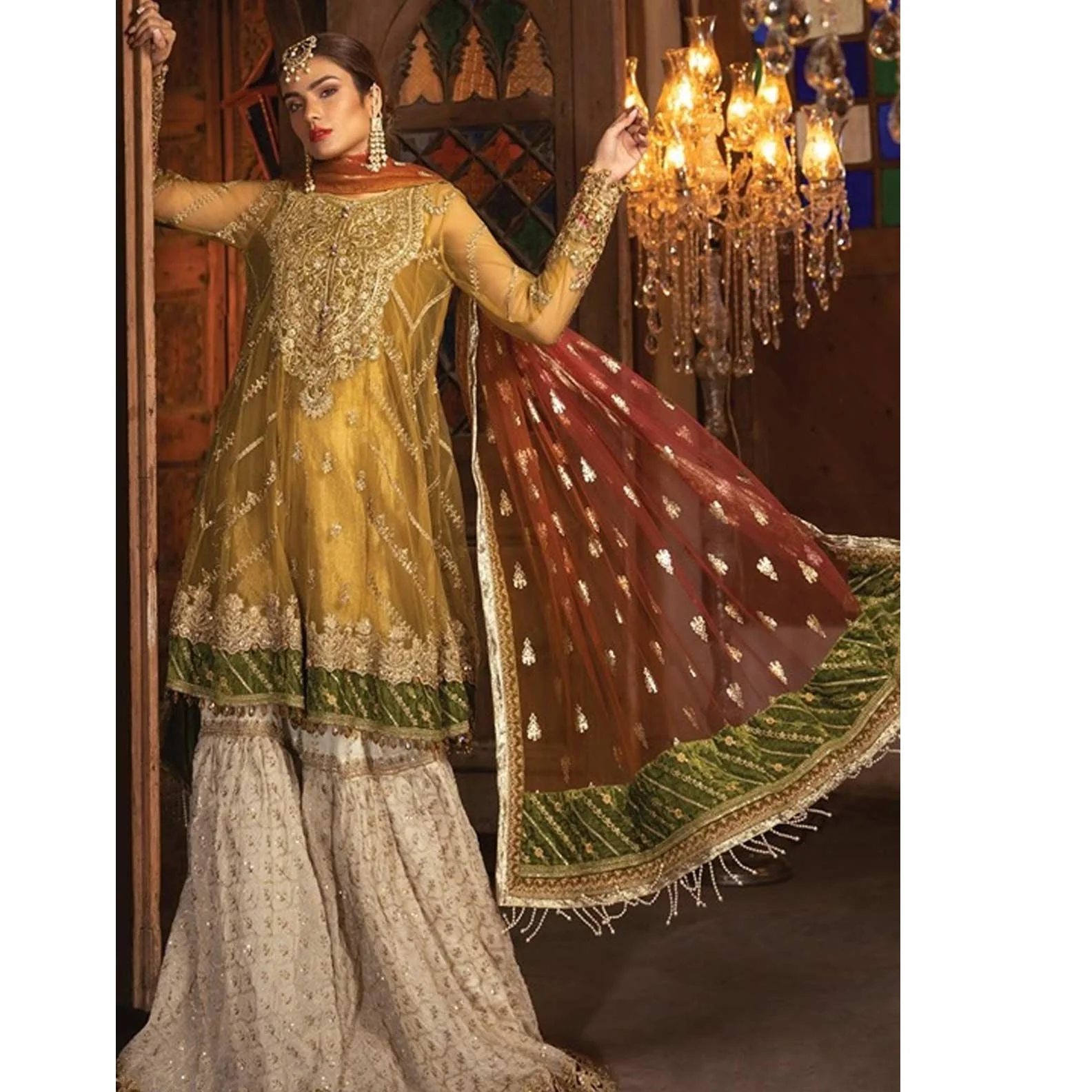 white lengha sharara Salwar kameez shalwar kurti dress wedding wear party dress anarkali saree kurta by WS INTERNATIONAL