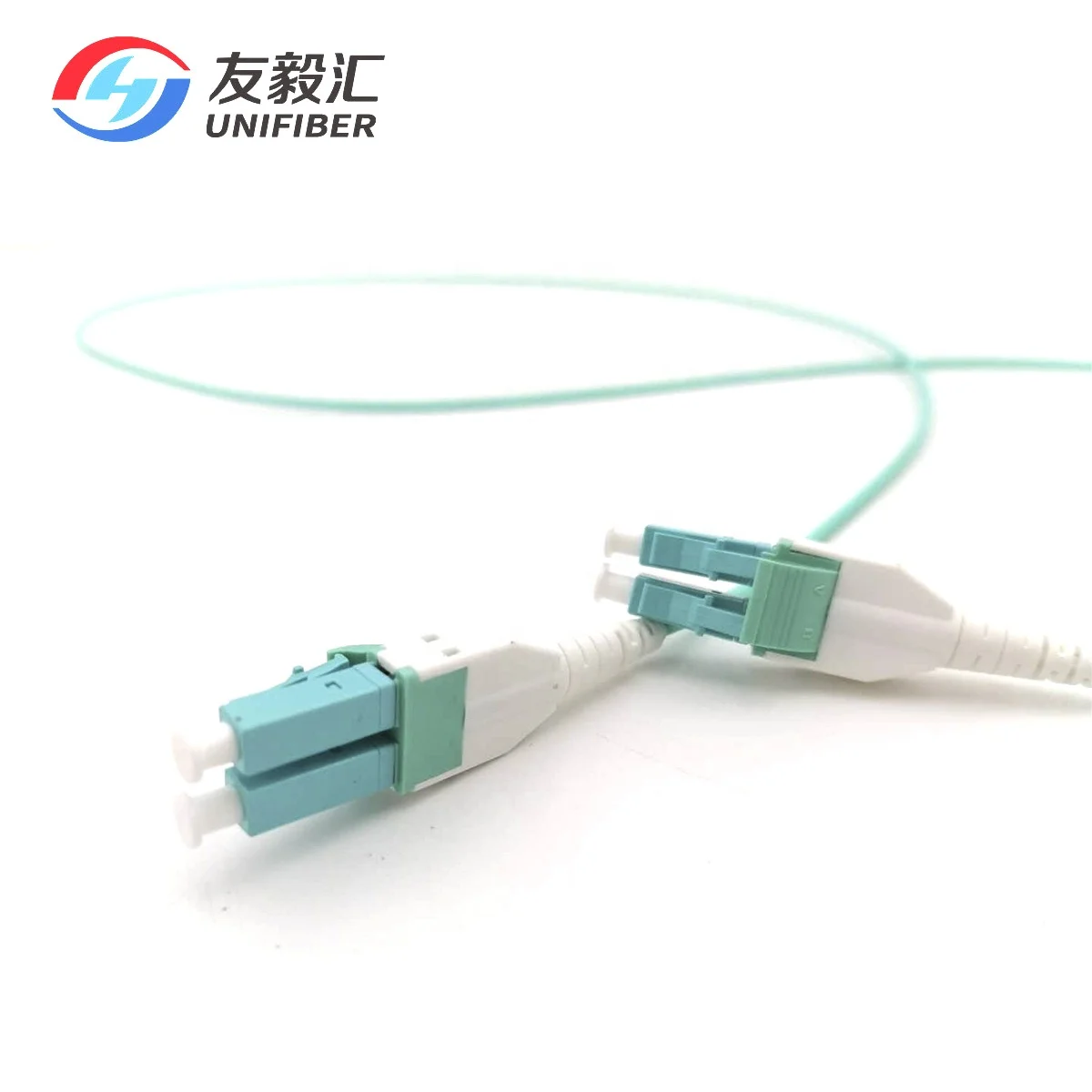 OM3 Multimode Uniboot Fiber Patch Cord, Reverse Polarity LC Duplex Uniboot Connector