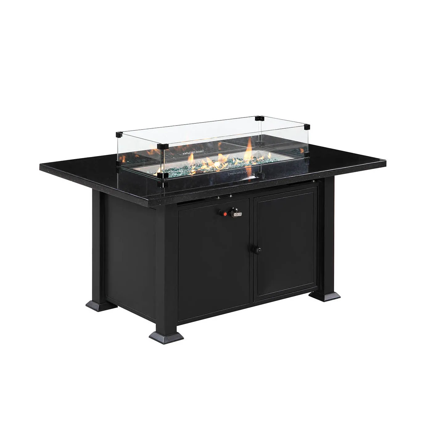 JIAHE outdoor black marble top stainless steel smokeless gas fire pit table with tempered glass guard