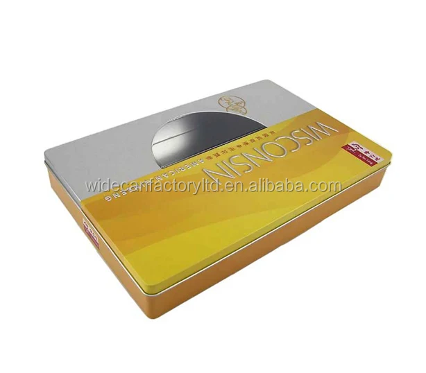 
Metal Tin box rectangular with Window Lid for foods 