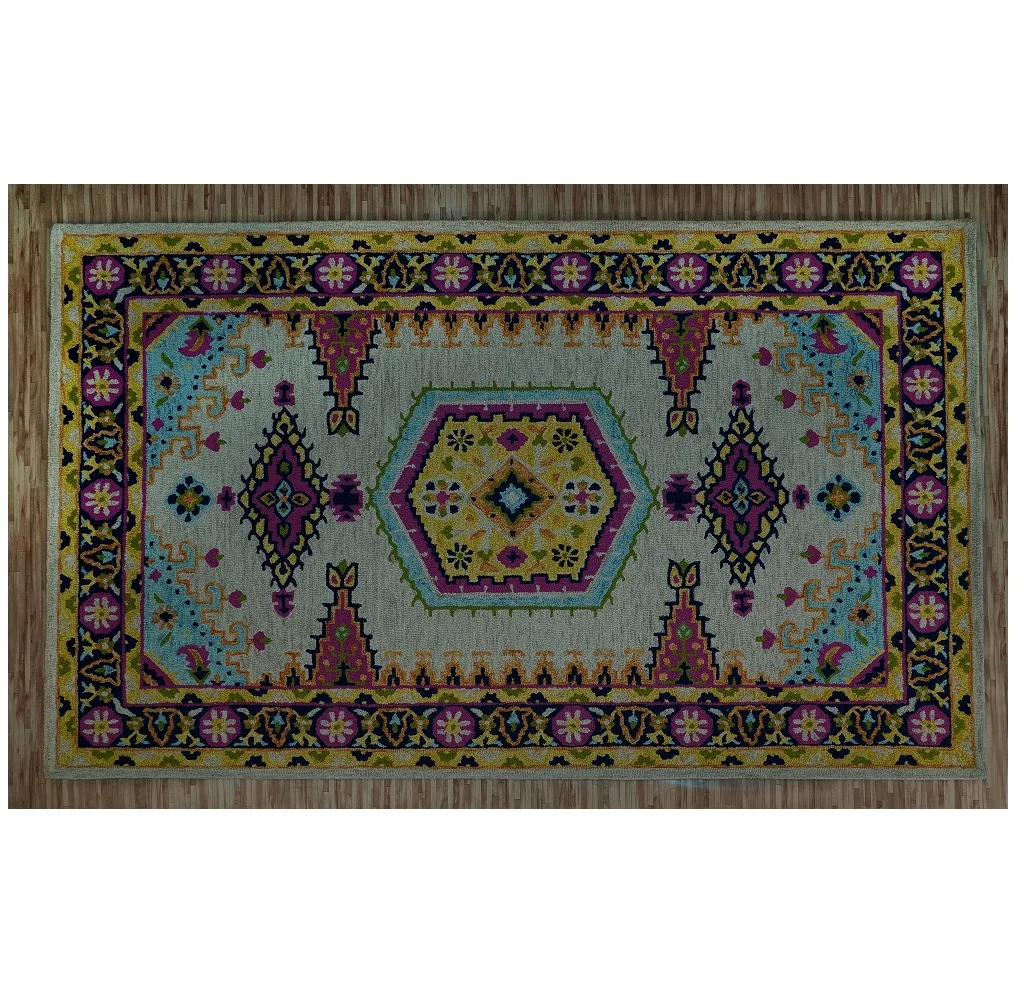 Stylish Design Hand Tufted Woolen Loop Carpets Woolen Persian Look Multi Color Carpets Area Rugs