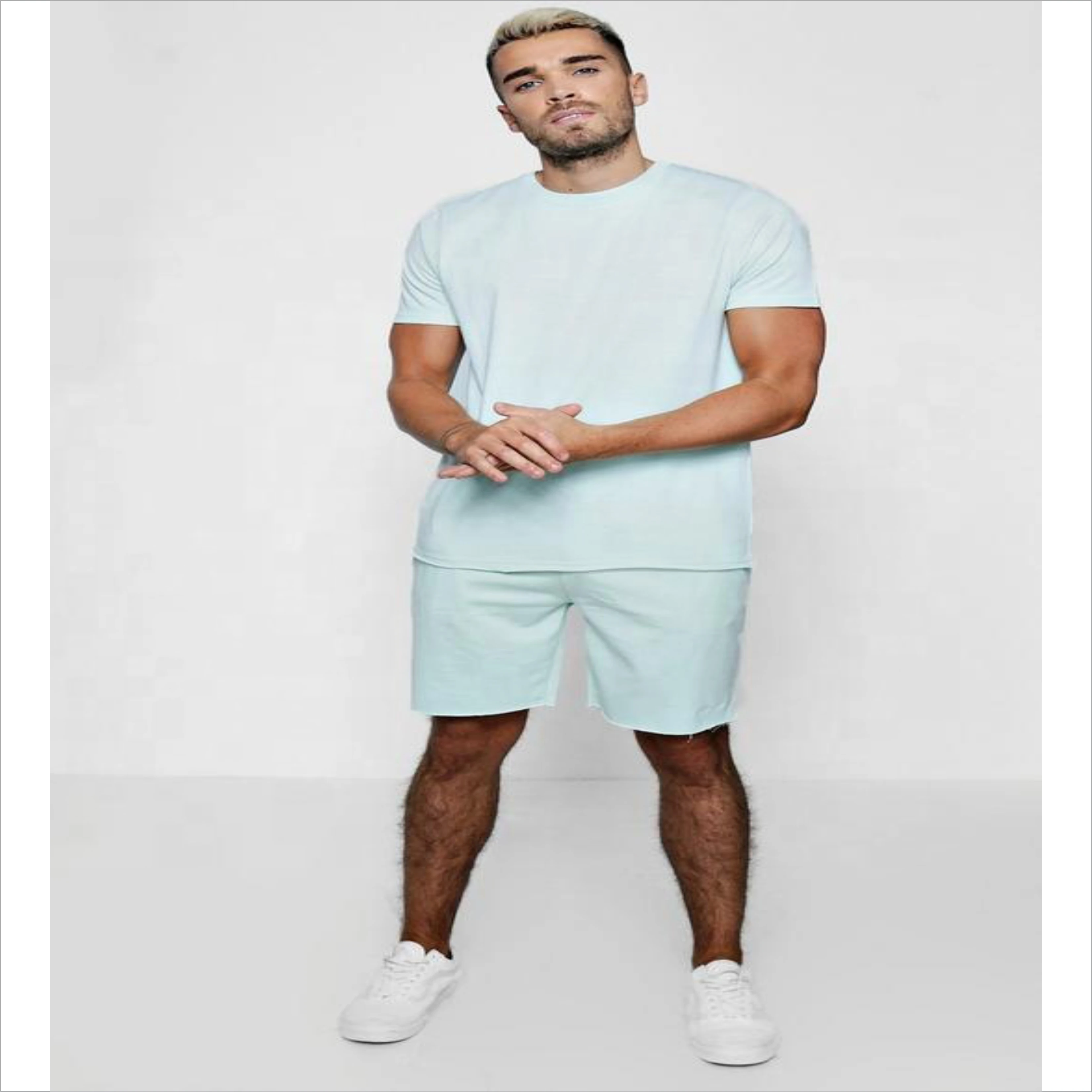 Custom Logo Summer Sportswear Shirt And Shorts Set For Men Cotton Running Custom Men Short Set 2021 design Wholesale