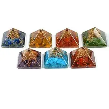 Wholesale Natural Crystal Seven Chakra Orgone Orgonite Energy Meditation Pyramid For EMF Protection Orgone Baby Pyramid