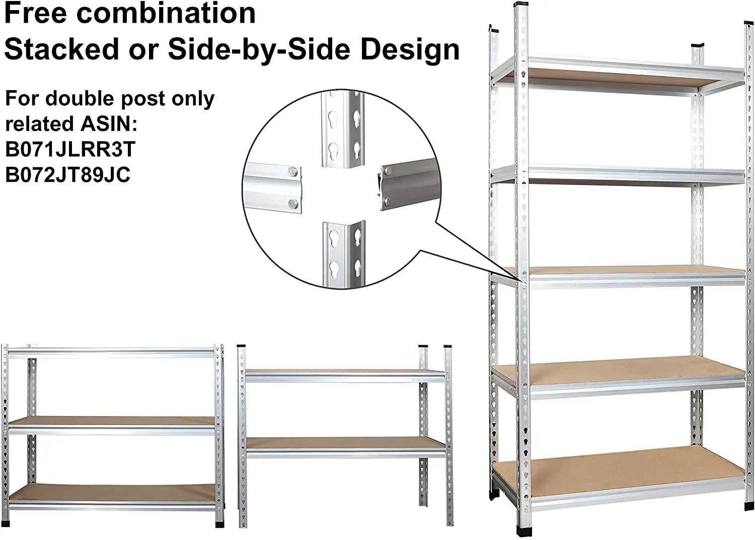 5 ярусов Heavy Duty Высокое качество без пыли Регулируемый алюминиевый стеллаж для хранения