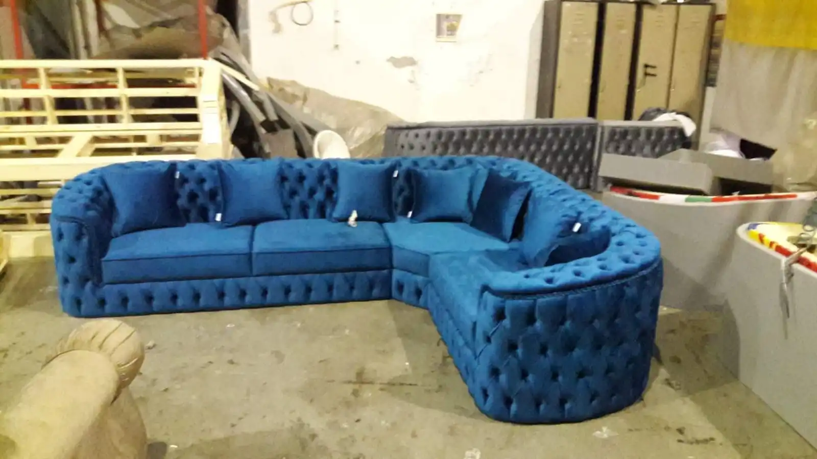L Shape Modern Chesterfield blue Sectional Sofa Wholesale High Quality Best Price color options