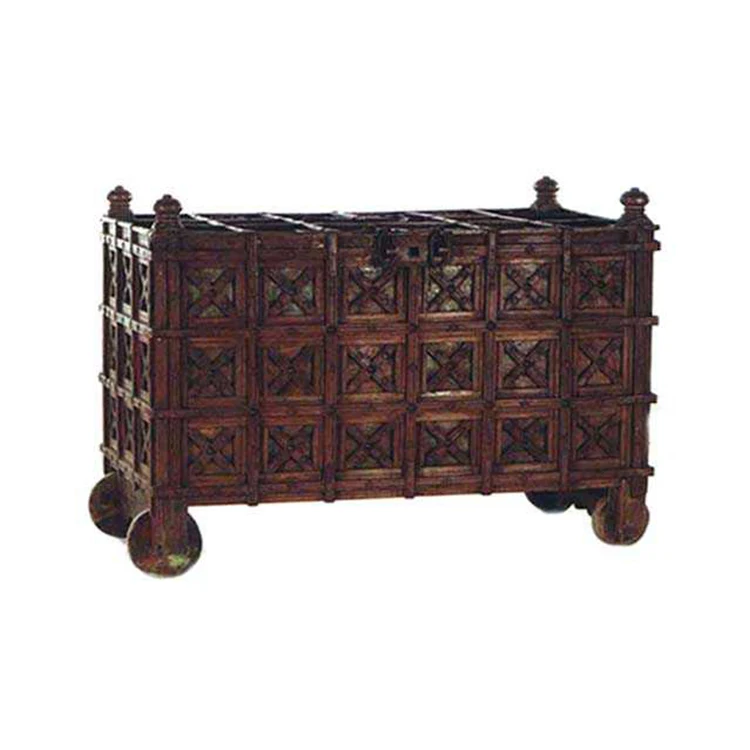 
 Лидер продаж, мебель для гостиной, красивая Этническая деревянная сундук на колесиках для хранения в античном стиле  