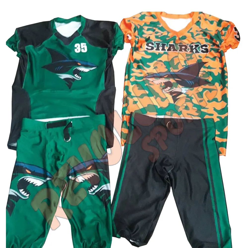 
 Quality American Football Uniform Sublimated Shark Design American Football Uniform Pakistan  
