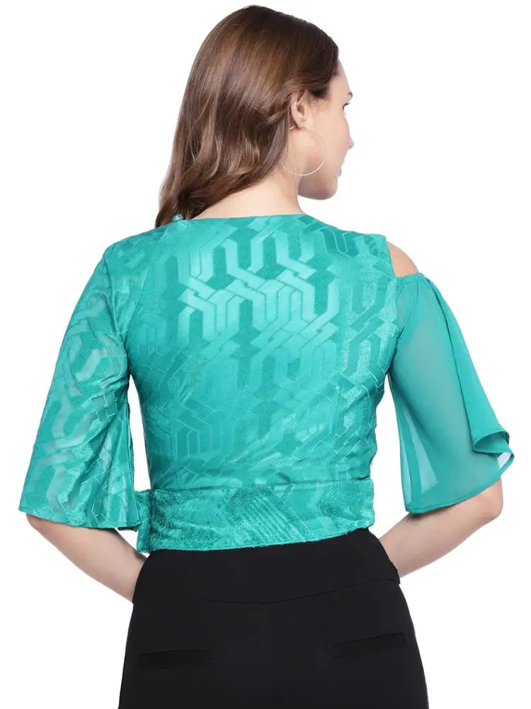  DESIGNER CROP TOP IN SEA-GREEN