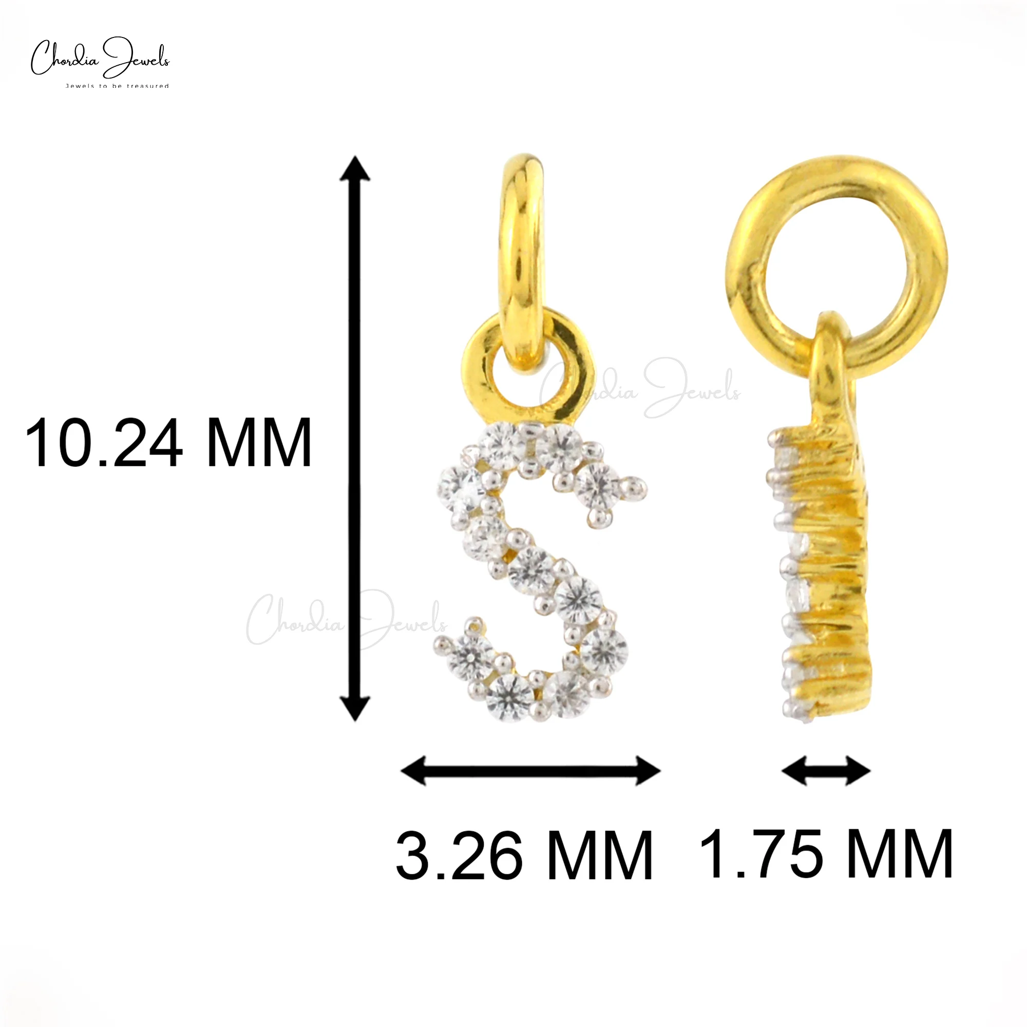 Best Selling Gold Plated S Letter Charm Pendant with 0.9mm Natural Zircon Stone 925 Sterling Silver Hip Hop Pendant Manufacturer