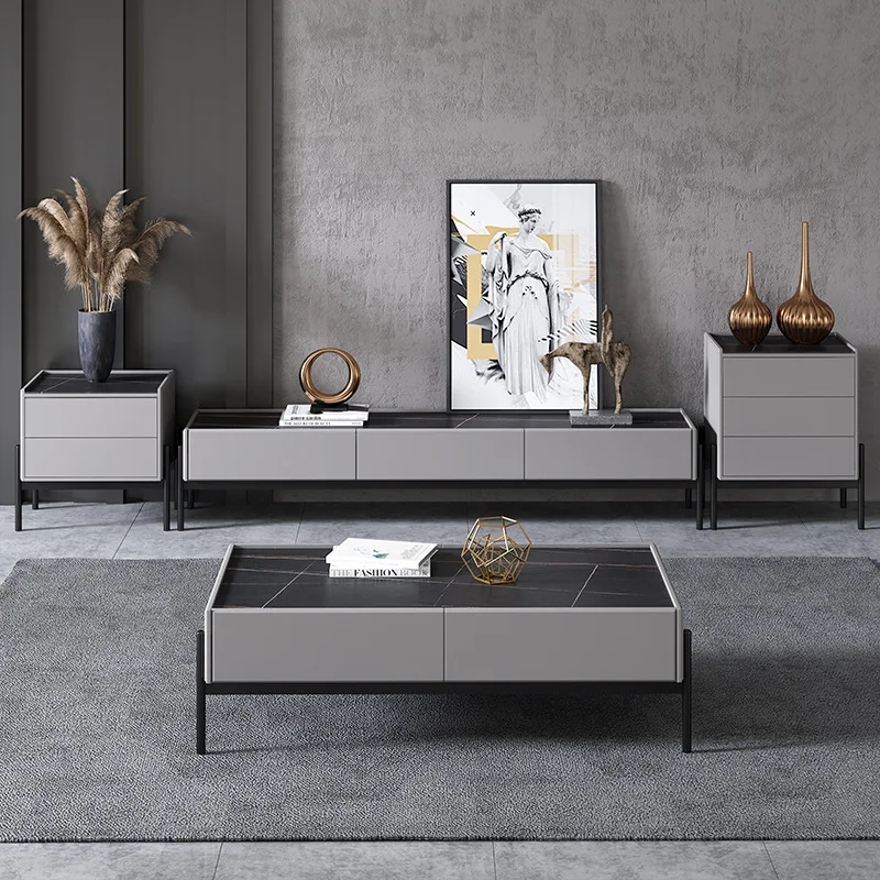 Luxury minimalist designs retractable floating tv stand with cabinet furniture