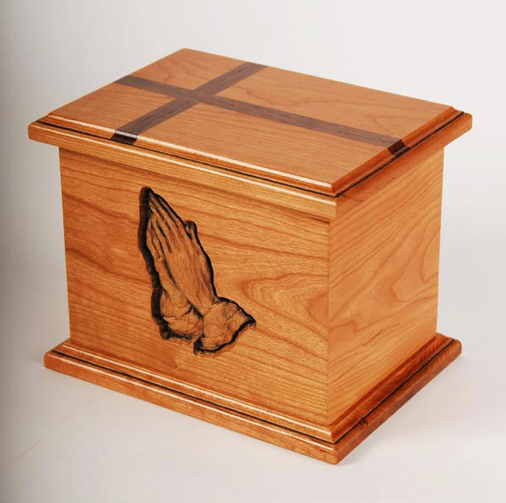 Manufacture direct sale wooden funeral cremation urn for human ashes from Vietnam