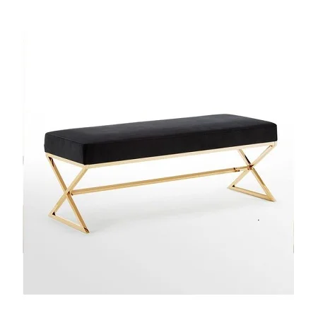 Индивидуальная форма и размер дизайнерская металлическая скамья золотого цвета для спальни