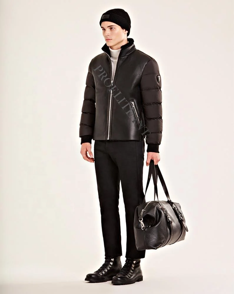 
Custom Puffer Genuine Leather Bomber Jacket 