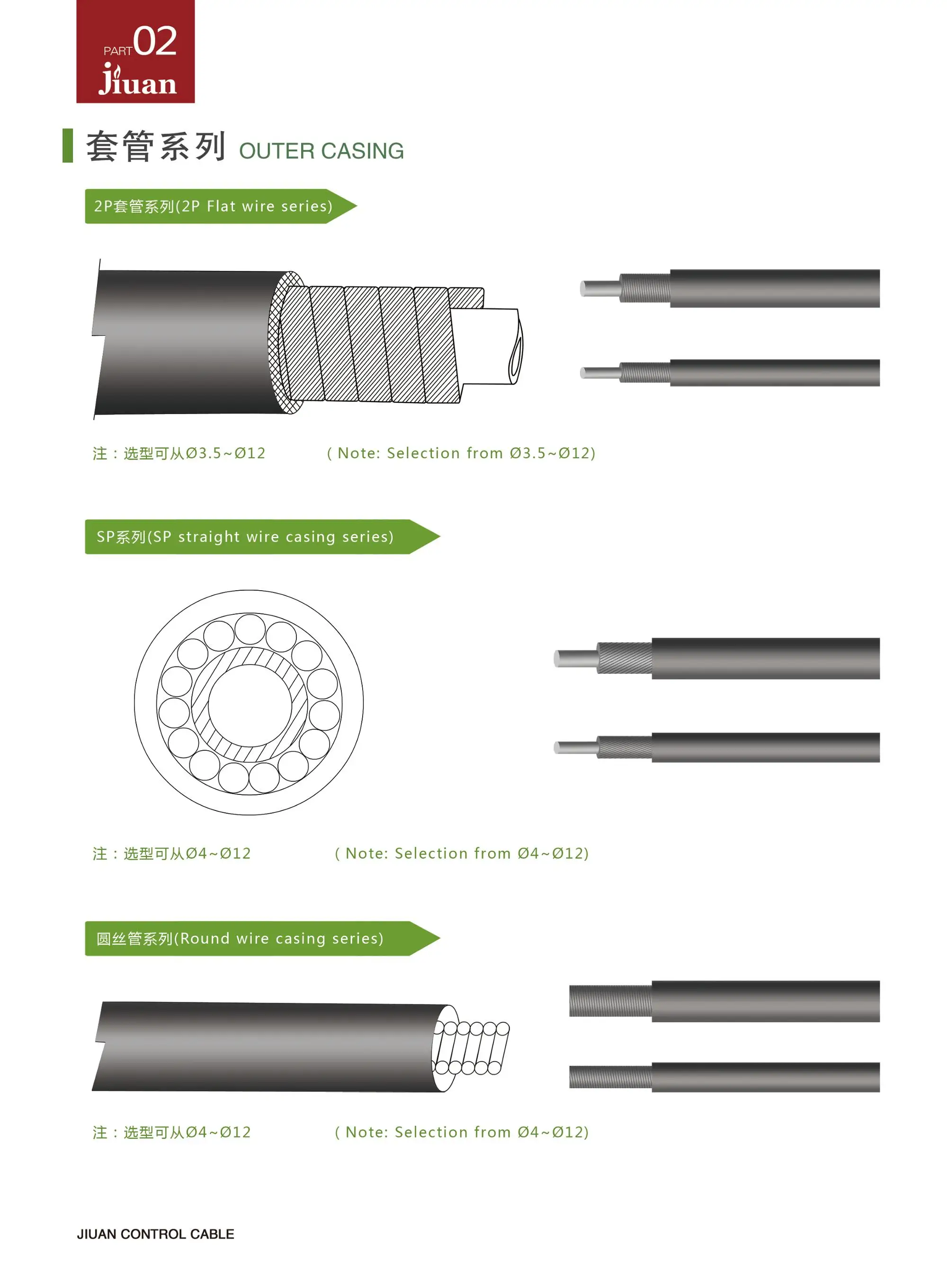 Bicycle brake cable round wire outer casing cable casing